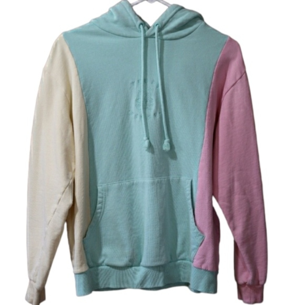 Teddy Fresh Pastel Colorblock Pullover Hoodie Sweatshirt MED 100% Cotton Streetw